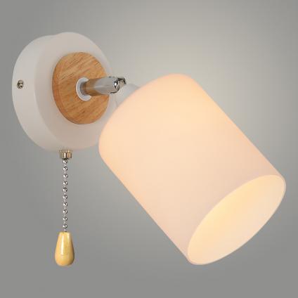 Бра XA1634/1W WH+WOOD белый/дерево 1х60W E27 d200 h220, HN25